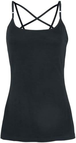 Gothicana by EMP Damen schwarzes Basic-Top mit Träger in Pentagramm-Form im Rücken L von Gothicana by EMP