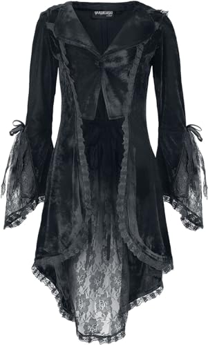 Gothicana by EMP Damen schwarzer Cardigan in Samtoptik mit Spitzen-Details XXL von Gothicana by EMP