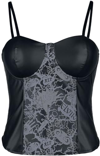 Gothicana by EMP Damen schwarzes Korsett Top mit Print XS von Gothicana by EMP