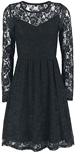Gothicana by EMP Damen schwarzes Langarm-Kleid tailliert aus Spitze mit Herz-Ausschnitt XXL von Gothicana by EMP