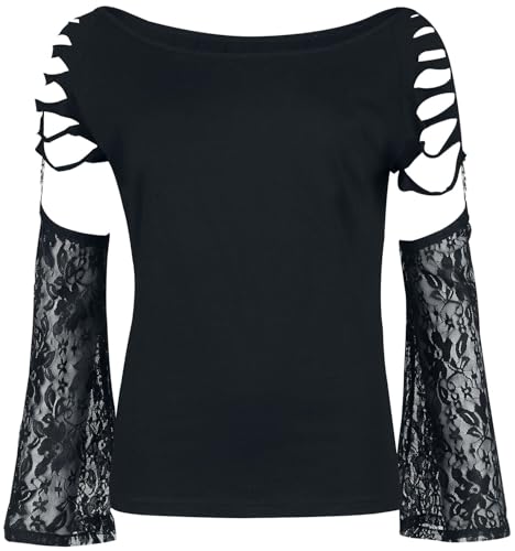 Gothicana by EMP Damen schwarzes Langarmshirt mit Ärmeln aus Spitze L von Gothicana by EMP
