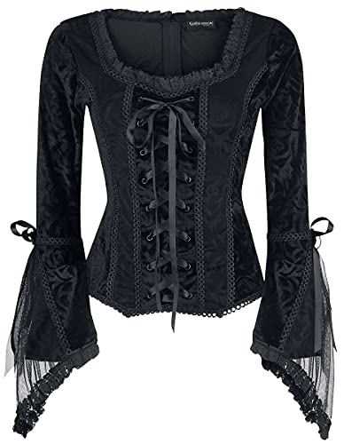 Gothicana by EMP Damen schwarzes Langarmshirt mit Rüschen 3XL von Gothicana by EMP