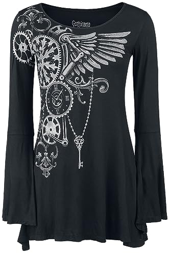 Gothicana by EMP Damen schwarzes Langarmshirt mit Steampunk-Print 3XL von Gothicana by EMP