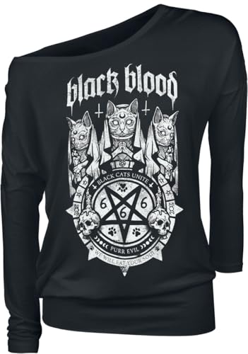 Gothicana by EMP Damen schwarzes Langarmshirt mit detailreichem Frontprint S von Gothicana by EMP