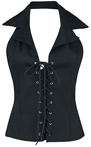 Gothicana by EMP Damen schwarzes Neckholder-Top mit Schnürung und Kragen L von Gothicana by EMP