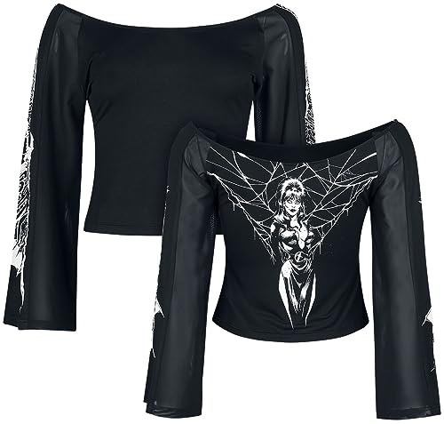 Gothicana by EMP Damen schwarzes off-shoulder Langarmshirt mit Gothic Print 5XL von Gothicana by EMP