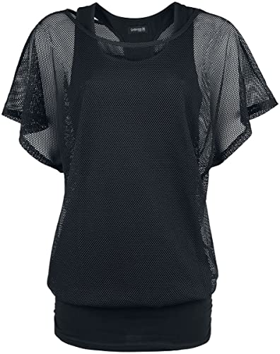 Gothicana by EMP Damen schwarzes T-Shirt im Double-Layer-Look aus Mesh 3XL von Gothicana by EMP