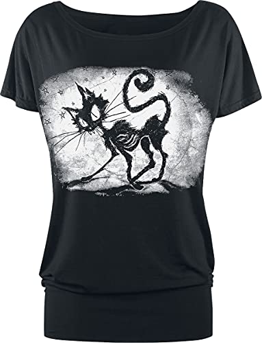 Gothicana by EMP Damen schwarzes T-Shirt mit Katzen-Print 4XL von Gothicana by EMP