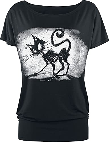 Gothicana by EMP Damen schwarzes T-Shirt mit Katzen-Print 5XL von Gothicana by EMP