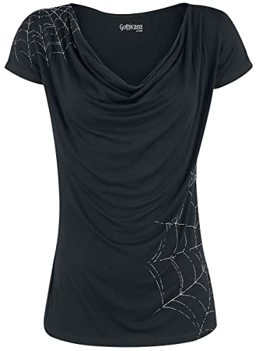 Gothicana by EMP Damen schwarzes T-Shirt mit Spinnennetz M von Gothicana by EMP