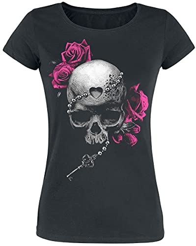 Gothicana by EMP Damen schwarzes T-Shirt mit Totenkopf-Print 4XL von Gothicana by EMP