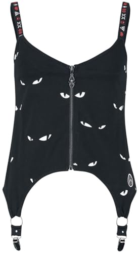 Gothicana by EMP Damen schwarzes Top mit Frontreißverschluss und Alloverprint mit Katzenaugen M von Gothicana by EMP