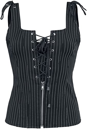 Gothicana by EMP Damen schwarzes Top mit Nadelstreifen und Schnürung M von Gothicana by EMP