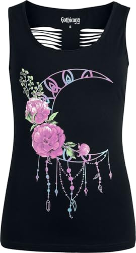 Gothicana by EMP Damen schwarzes Top mit Print und Cut-Outs 4XL von Gothicana by EMP