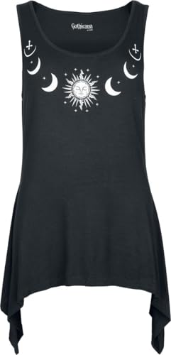 Gothicana by EMP Damen schwarzes Top mit Sonne und Mond Frontprint M von Gothicana by EMP