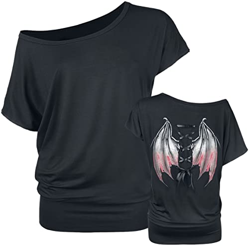 Gothicana by EMP Damen schwarzes lockeres T-Shirt mit Backprint 4XL von Gothicana by EMP