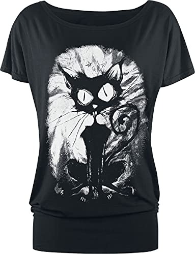 Gothicana by EMP Damen schwarzes lockeres T-Shirt mit Katzen-Print 3XL von Gothicana by EMP