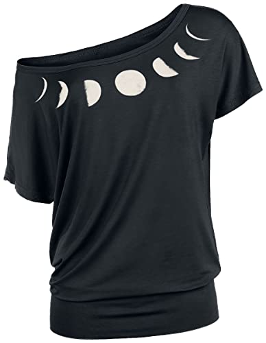 Gothicana by EMP Damen schwarzes lockeres T-Shirt mit Mond-Print 4XL von Gothicana by EMP