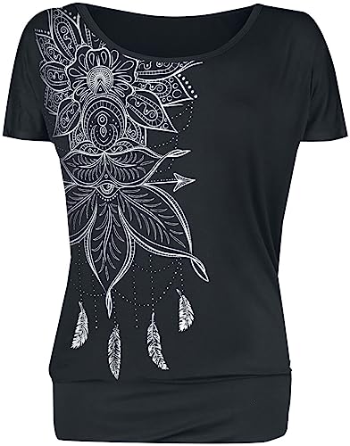 Gothicana by EMP Damen schwarzes lockeres T-Shirt mit Print M von Gothicana by EMP