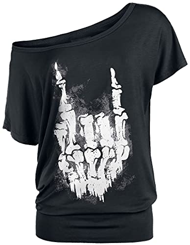 Gothicana by EMP Damen schwarzes lockeres T-Shirt mit Rockhand 3XL von Gothicana by EMP