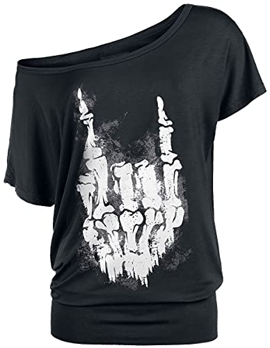 Gothicana by EMP Damen schwarzes lockeres T-Shirt mit Rockhand 4XL von Gothicana by EMP