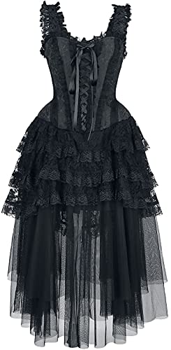 Gothicana by EMP Damen schwarzes mittellanges Gothic Kleid mit Korsage S von Gothicana by EMP