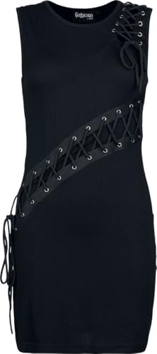 Gothicana by EMP Damen schwarzes mittellanges Kleid mit Schnürungen S von Gothicana by EMP