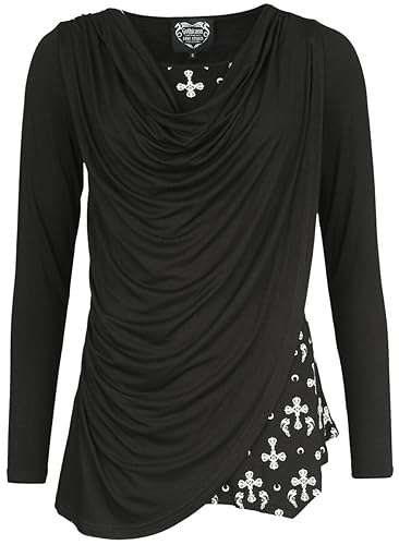 Gothicana by EMP Damen shwarzes Langarmshirt mit Falten Optik M von Gothicana by EMP