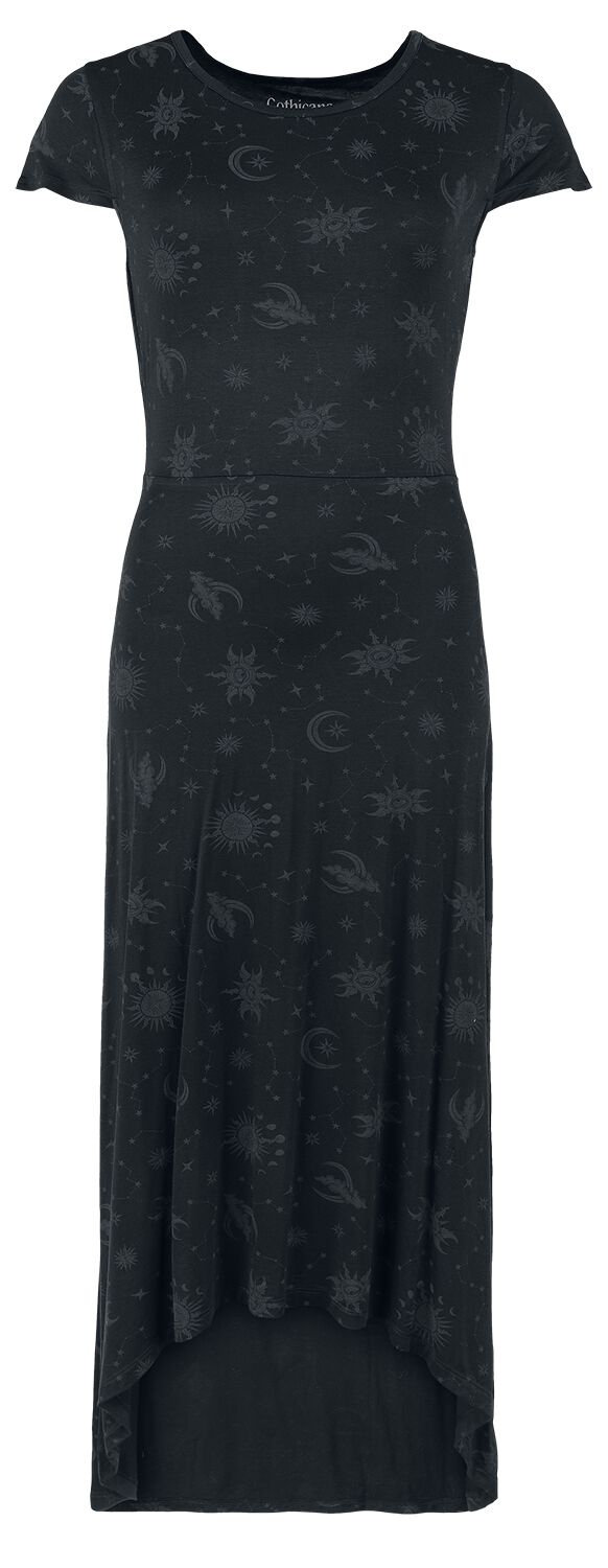 Gothicana by EMP Dress With Moon And Stars Alloverprint Langes Kleid schwarz in XL von Gothicana by EMP