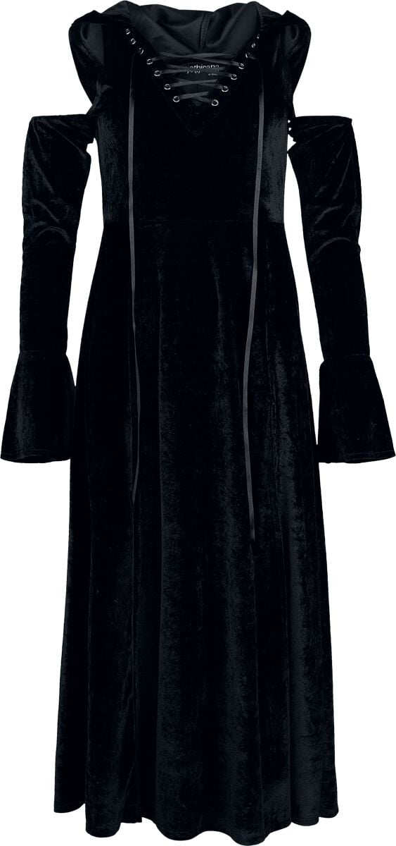 Gothicana by EMP Dress With Tip Hood and Walking Slot Langes Kleid schwarz in L von Gothicana by EMP