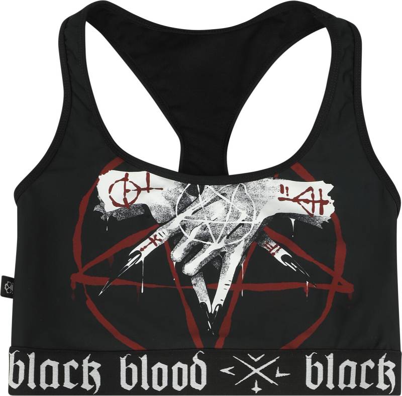 Black Blood by Gothicana - Gothic Bikini-Oberteil - Bikinitop mit Pentagram - S bis XXL - für Damen - Größe XL - schwarz von Black Blood by Gothicana