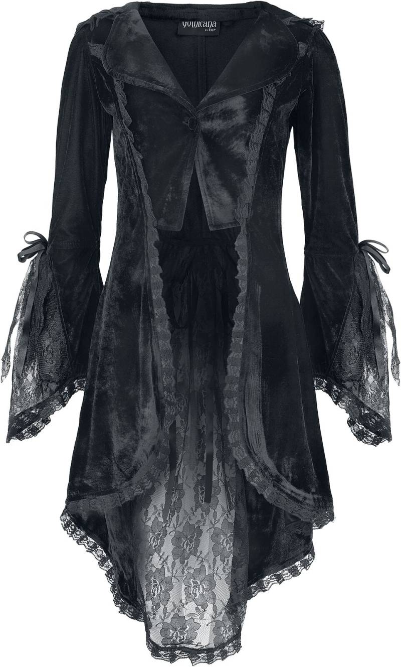Gothicana by EMP - Gothic Cardigan - Velvet Cardigan with Lace Details - S bis XXL - für Damen - Größe L - schwarz von Gothicana by EMP