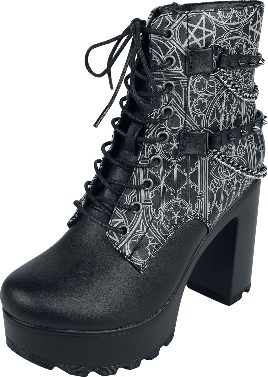Gothicana by EMP - Gothic High Heel - Boots with Chains and Buckles - EU37 bis EU40 - für Damen - Größe EU40 - schwarz von Gothicana by EMP