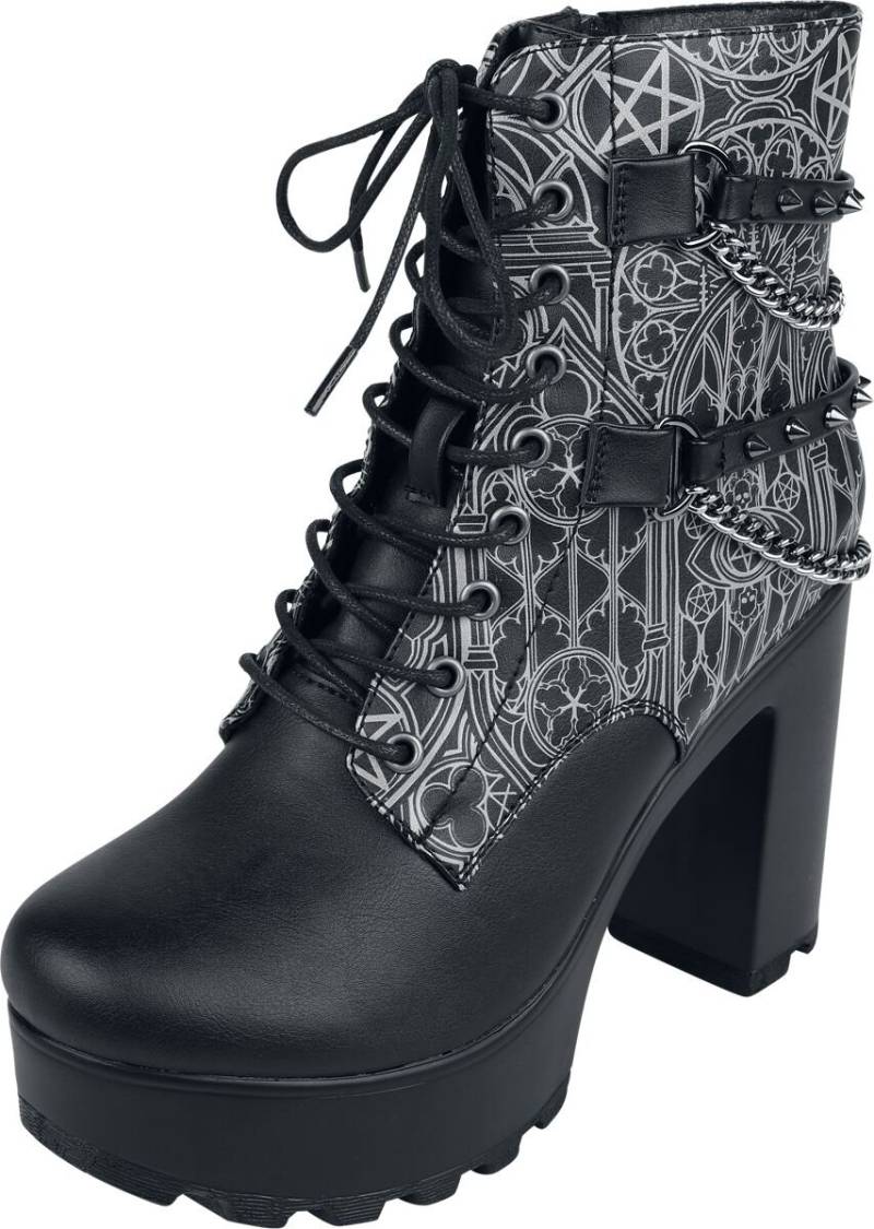 Gothicana by EMP - Gothic High Heel - Boots with Chains and Buckles - EU37 bis EU40 - für Damen - Größe EU40 - schwarz von Gothicana by EMP