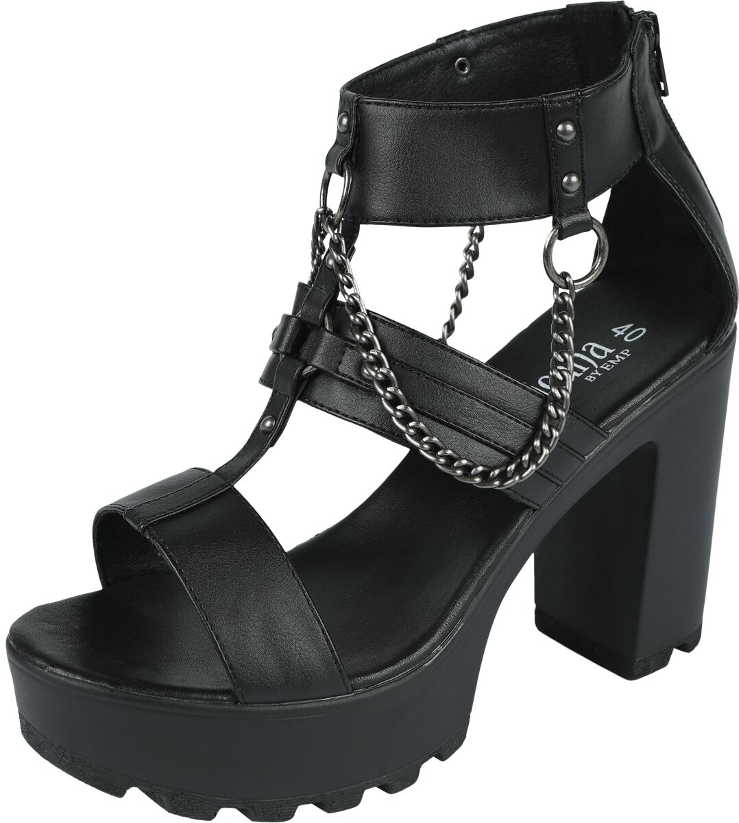 Gothicana by EMP - Gothic High Heel - High Heels With Chains And Rivets - EU37 bis EU41 - für Damen - Größe EU38 - schwarz von Gothicana by EMP