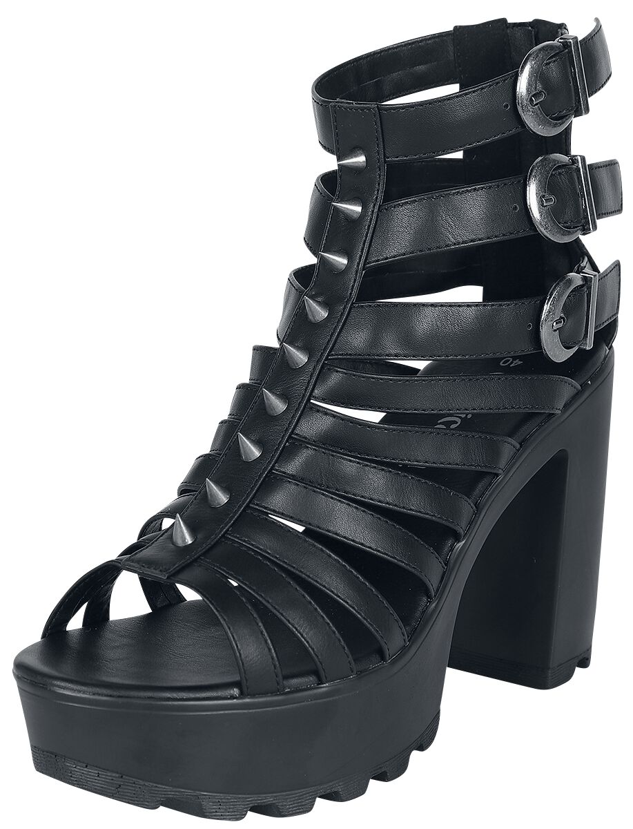 Gothicana by EMP - Gothic High Heel - Schwarze High Heels mit Riemen und Nieten - EU37 bis EU41 - für Damen - Größe EU38 - schwarz von Gothicana by EMP