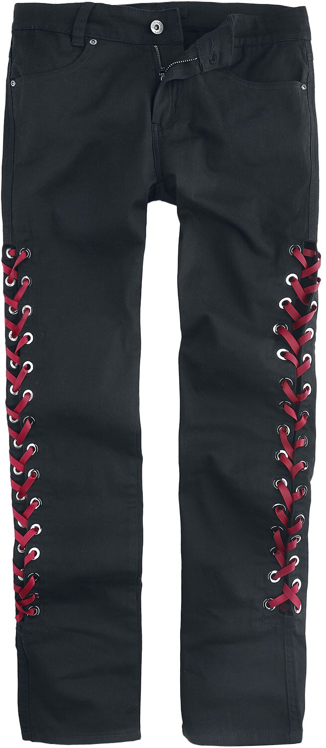 Gothicana by EMP - Gothic Jeans - Black Jeans With Red Lace Details - W27L32 bis W31L32 - für Damen - Größe W30L30 - schwarz von Gothicana by EMP