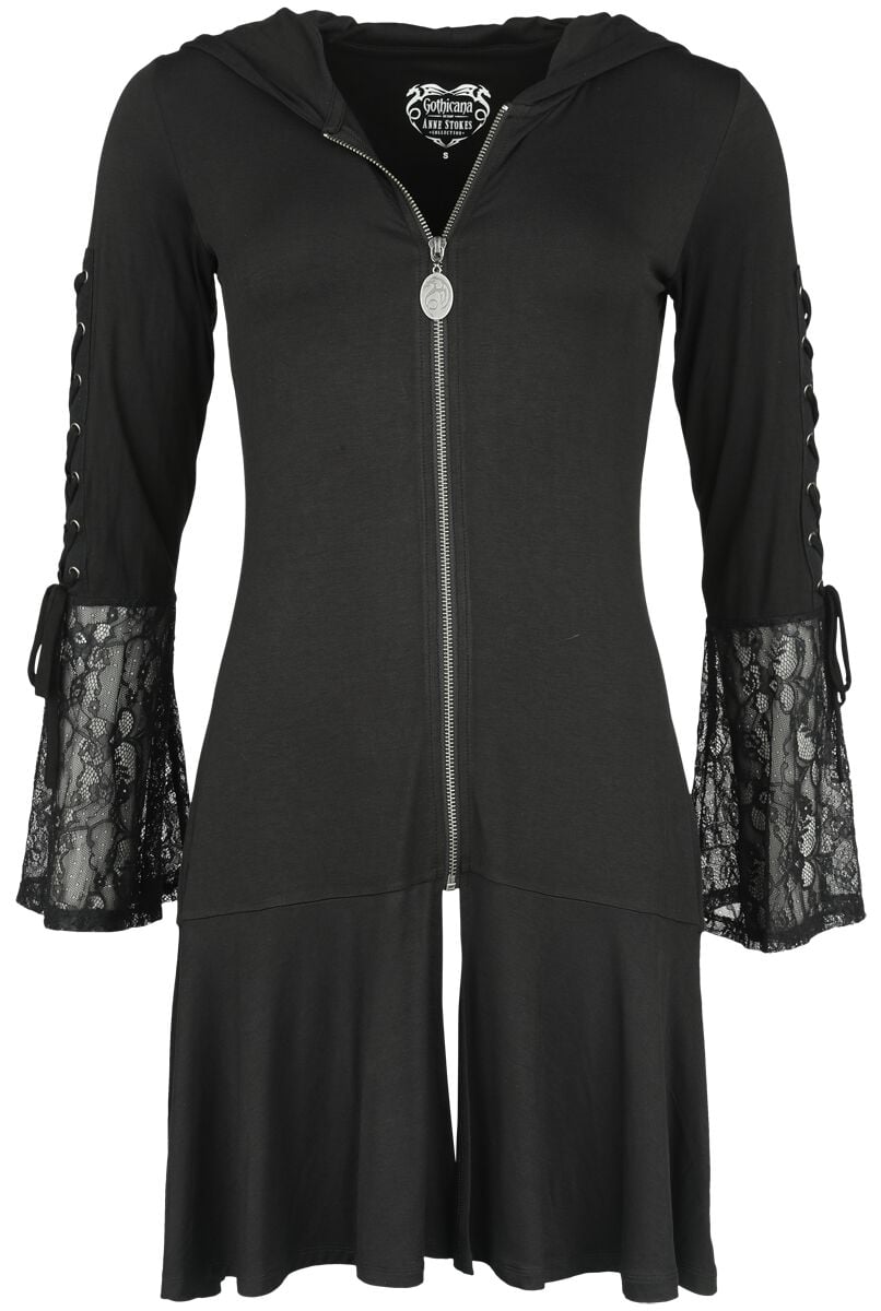 Gothicana by EMP - Gothic Kapuzenjacke - Gothicana X Anne Stokes Hoody Jacket - S bis XXL - für Damen - Größe L - schwarz von Gothicana by EMP