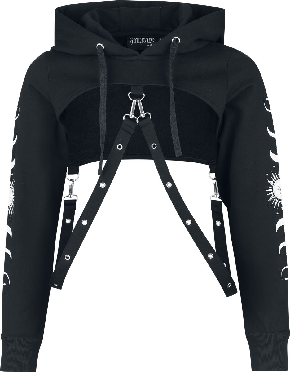 Gothicana by EMP - Gothic Kapuzenpullover - Crop Hoodie - S bis XXL - für Damen - Größe XXL - schwarz von Gothicana by EMP