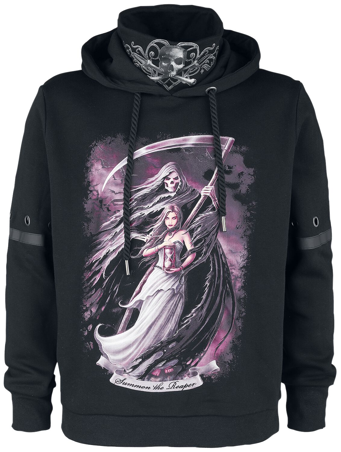 Gothicana by EMP - Gothic Kapuzenpullover - Gothicana X Anne Stokes - Kapuzenpullover mit Sensemann - S bis L - für Männer - Größe M - schwarz von Gothicana by EMP