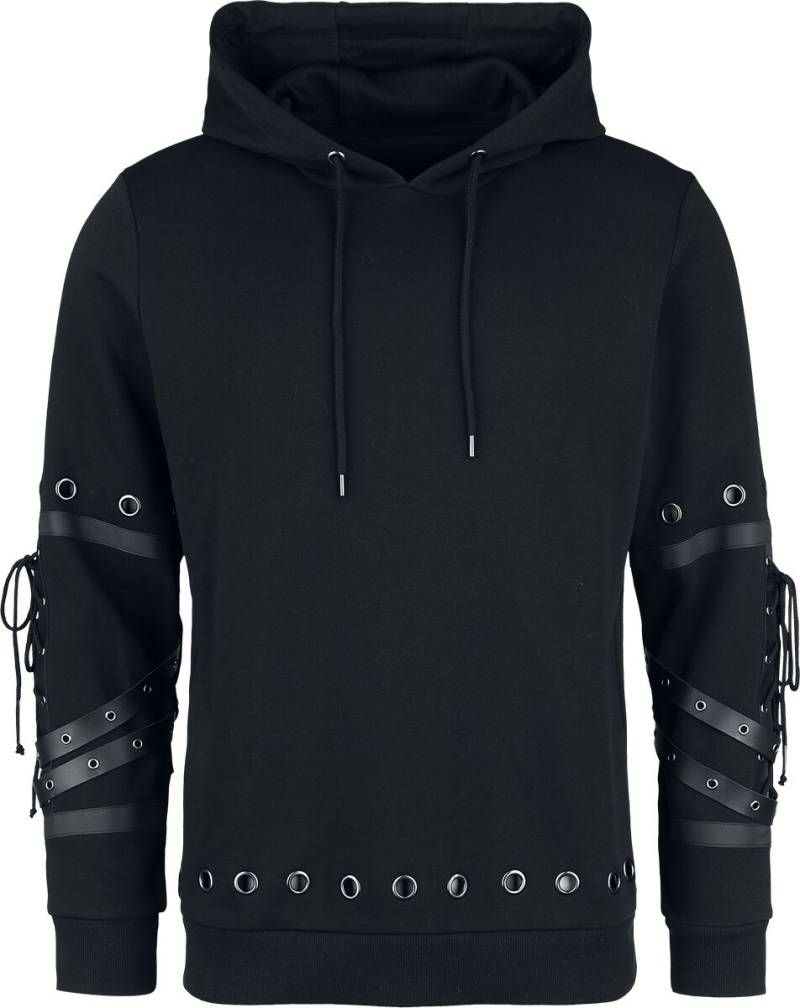 Gothicana by EMP - Gothic Kapuzenpullover - Hoody With Rivets And Fake Leather Details - S bis XXL - für Männer - Größe S - schwarz von Gothicana by EMP