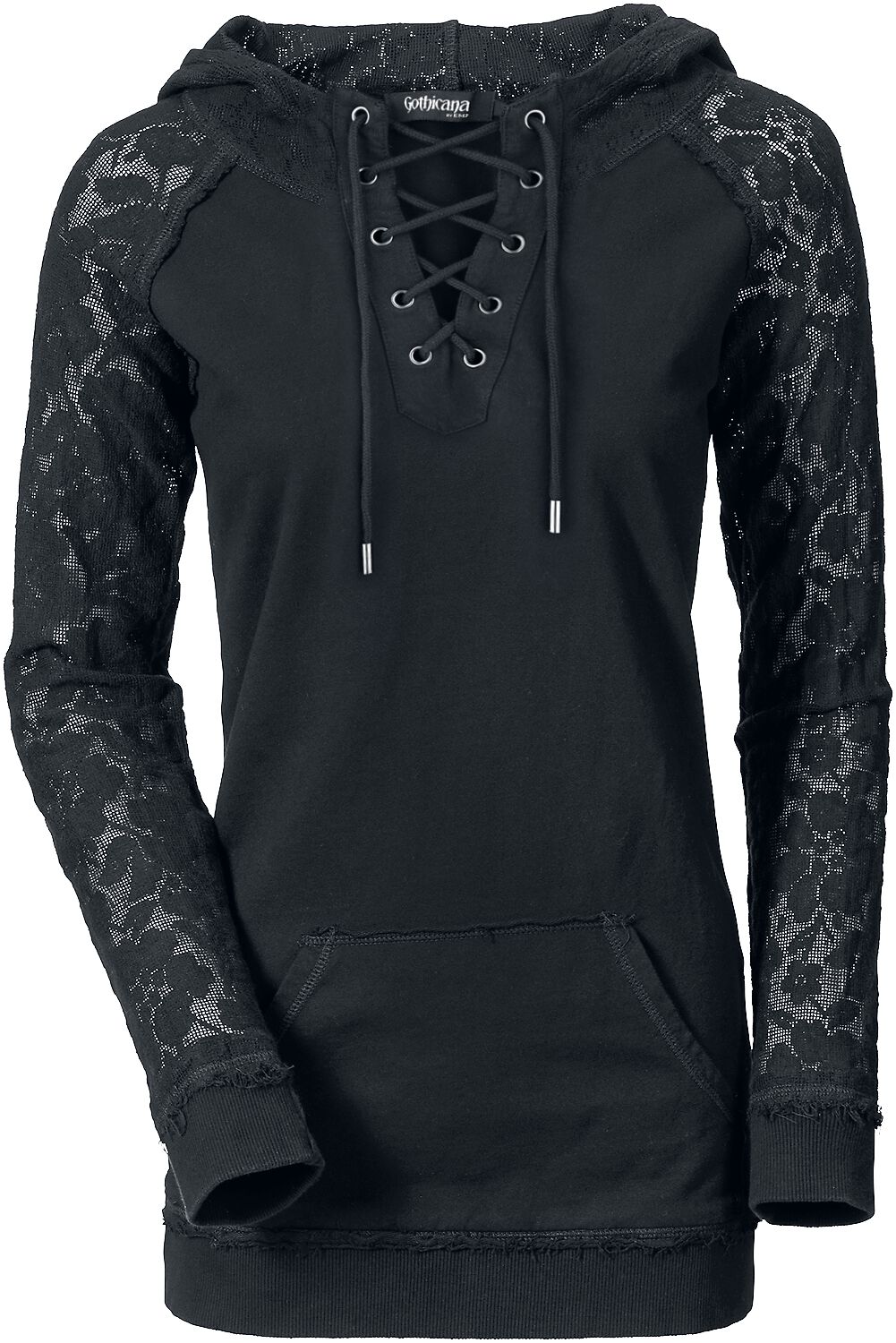 Gothicana by EMP - Gothic Kapuzenpullover - Stone Cold - S bis XL - für Damen - Größe L - schwarz von Gothicana by EMP