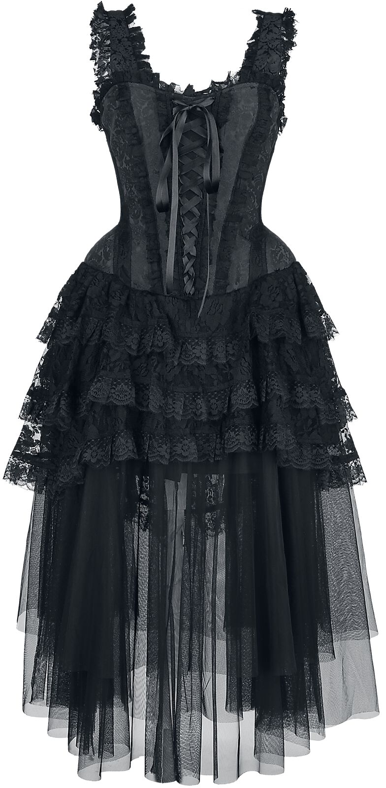 Gothicana by EMP - Gothic Kleid knielang - Aufwendiges Gothic Kleid mit Korsage - S bis XXL - für Damen - Größe L - schwarz von Gothicana by EMP
