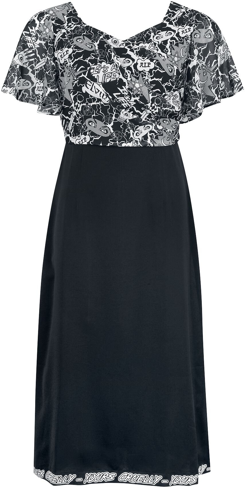 Gothicana by EMP - Gothic Kleid knielang - Gothicana AOP Dress - S bis M - für Damen - Größe S - schwarz von Gothicana by EMP