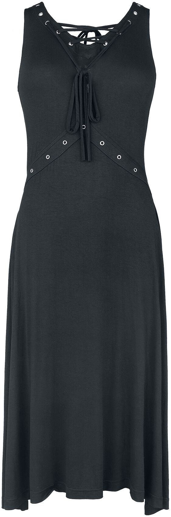 Gothicana by EMP - Gothic Kleid knielang - Kleid mit Schnürung - S bis XXL - für Damen - Größe XL - schwarz von Gothicana by EMP