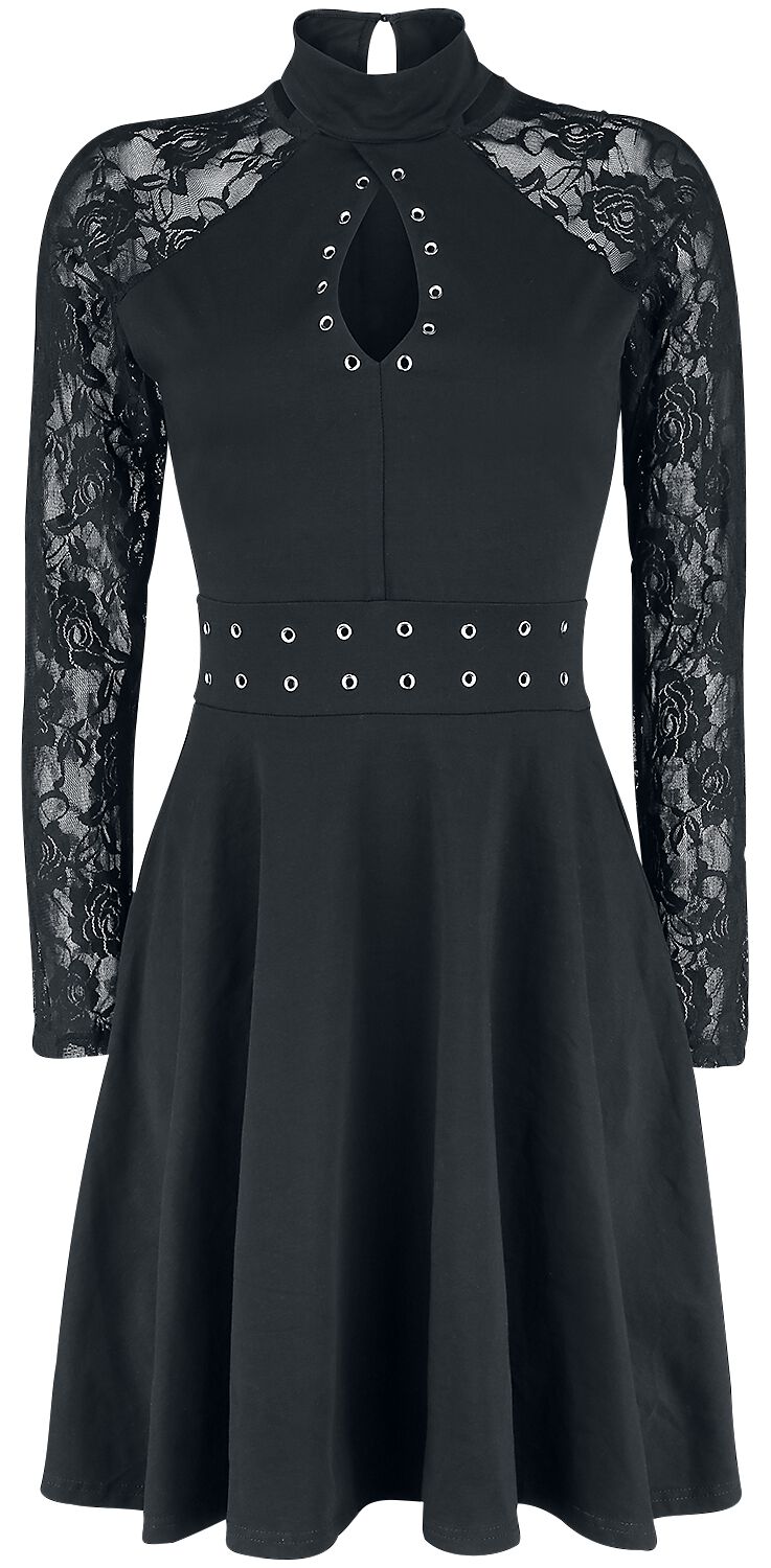 Gothicana by EMP - Gothic Kleid knielang - Turn Up Lace Dress - S bis XXL - für Damen - Größe XL - schwarz von Gothicana by EMP