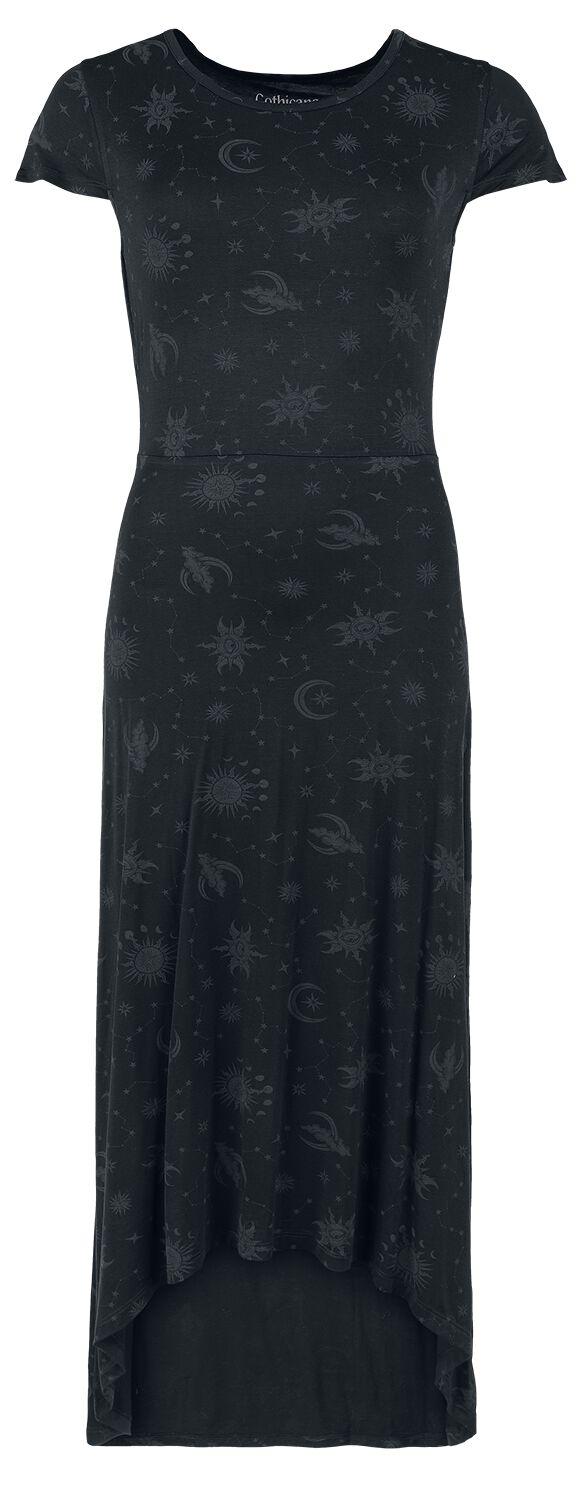 Gothicana by EMP - Gothic Kleid lang - Dress With Moon And Stars Alloverprint - S bis XXL - für Damen - Größe M - schwarz von Gothicana by EMP