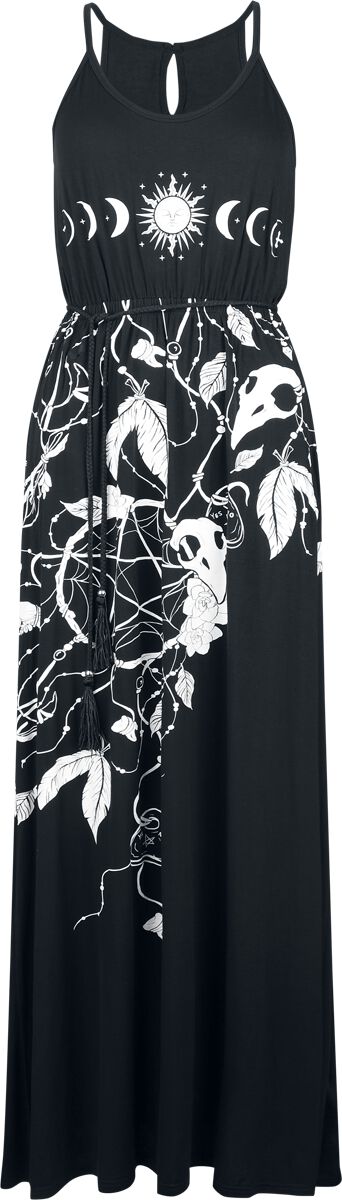 Gothicana by EMP - Gothic Kleid lang - Dress With Roses and Skulls - S bis XXL - für Damen - Größe M - schwarz von Gothicana by EMP