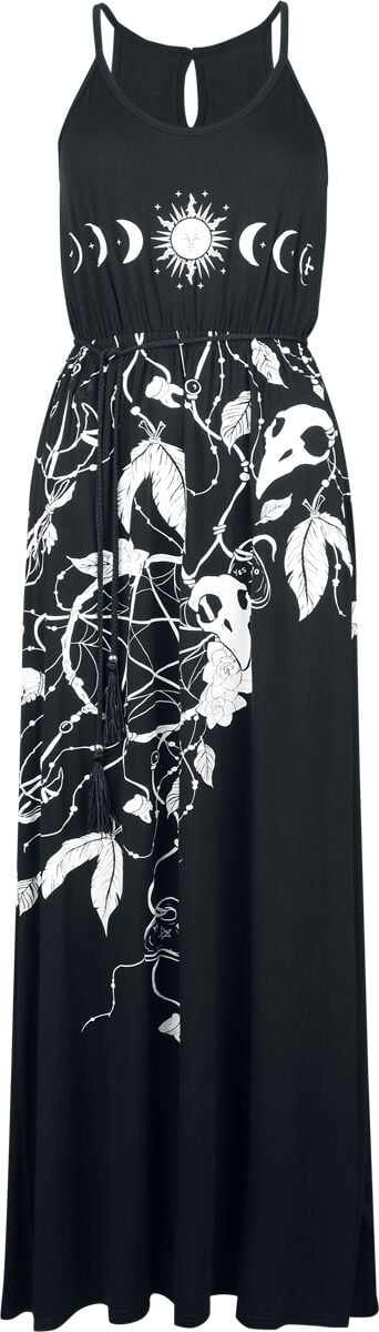 Gothicana by EMP - Gothic Kleid lang - Dress With Roses and Skulls - S bis XXL - für Damen - Größe XXL - schwarz von Gothicana by EMP