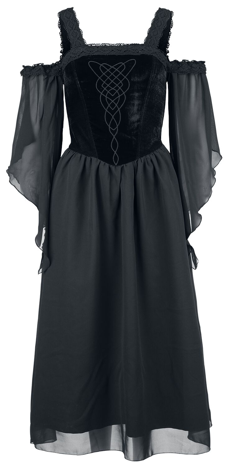 Gothicana by EMP - Gothic Kleid lang - Dress with Embroidery and Lacing - S bis XL - für Damen - Größe M - schwarz von Gothicana by EMP
